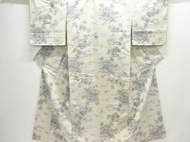 JAPANESE KIMONO / ANTIQUE KIMONO / SILK / MAWATA TSUMUGI / SCENERY OF HOUSE